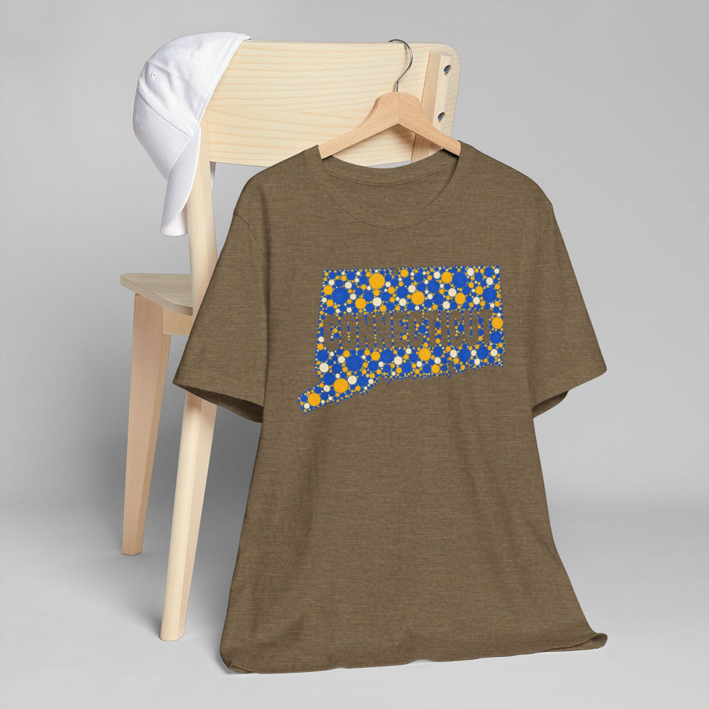 Connecticut State Floral Pattern T-Shirt | Connecticut Map Outline Graphic Tee