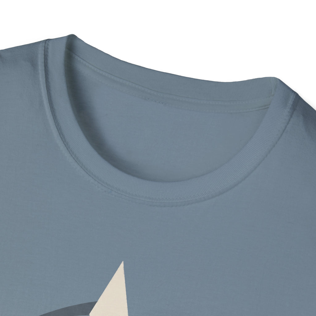 Light blue crew-neck T-shirt neckline close-up, no front graphic visible