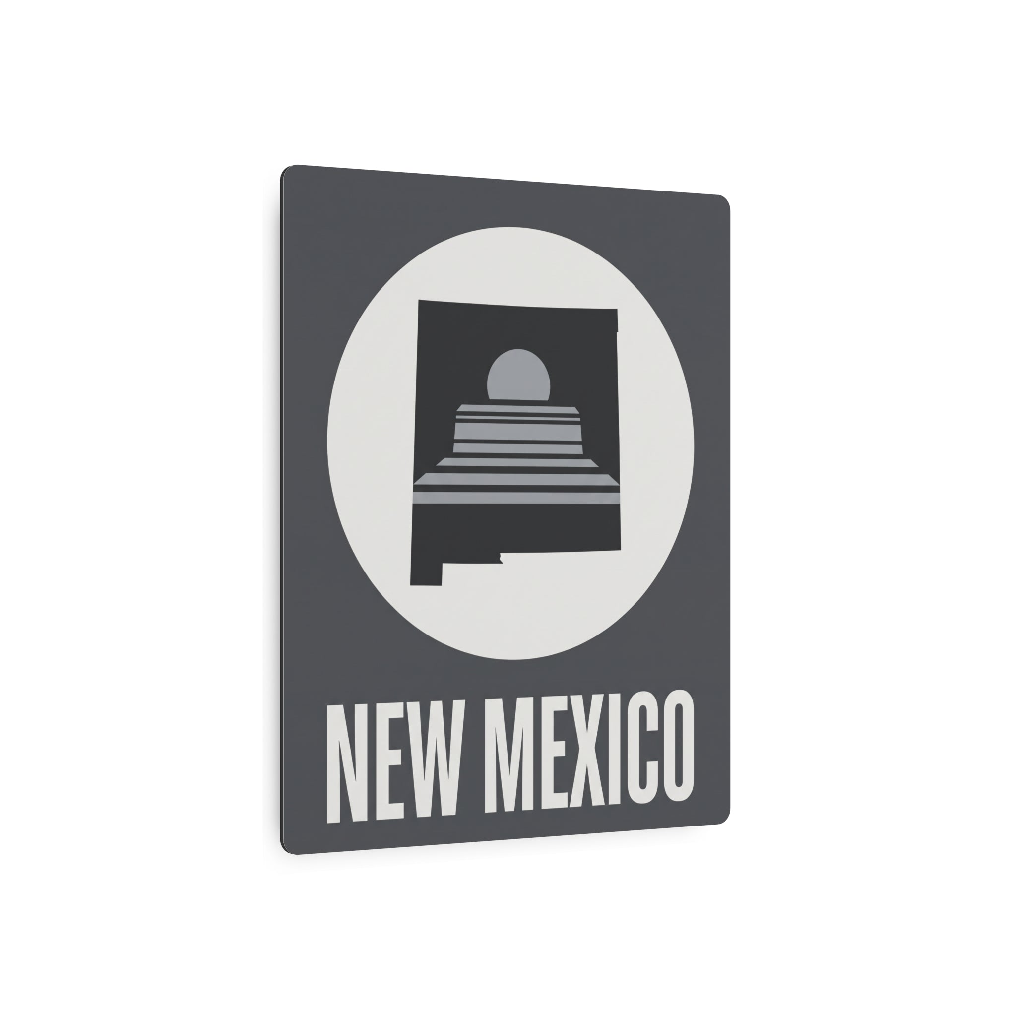 Square New Mexico metal wall sign with circular skyline icon and “NEW MEXICO” lettering