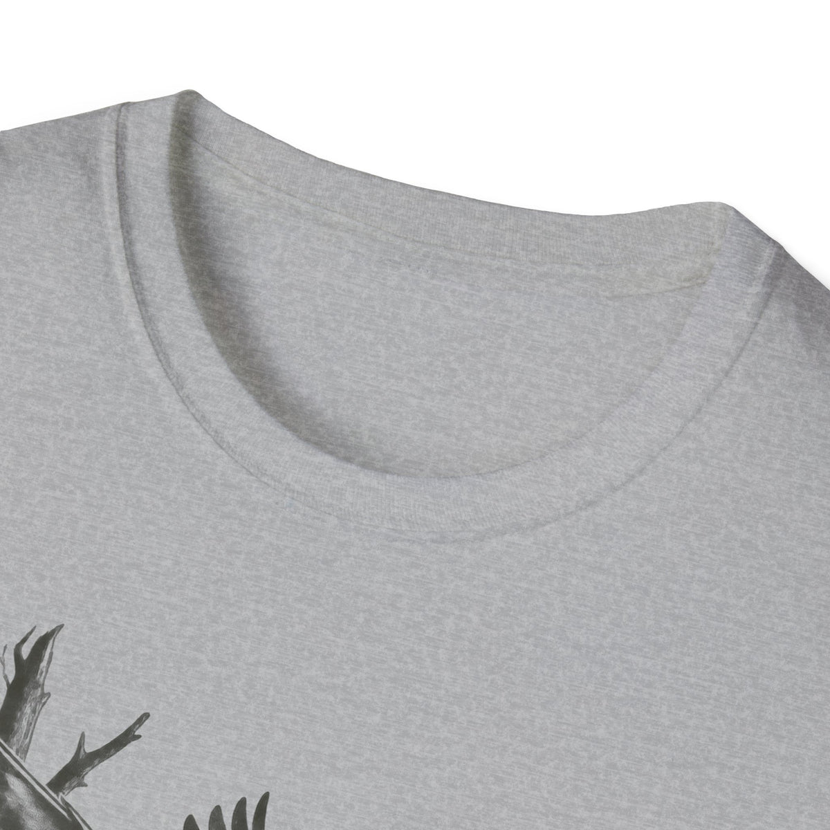 Sport grey crew-neck T-shirt neckline and shoulder seam detail