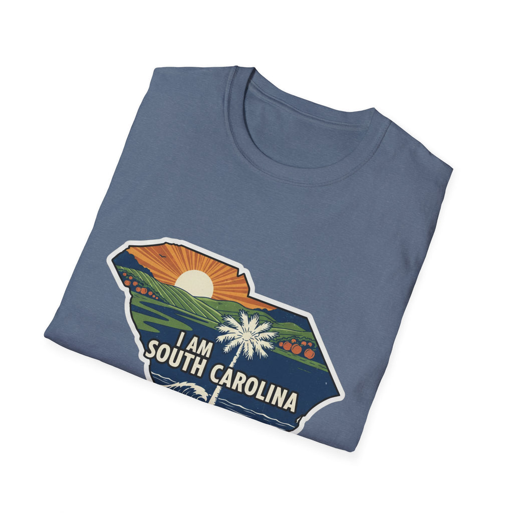 South Carolina map T-shirt in heather blue with front state graphic print