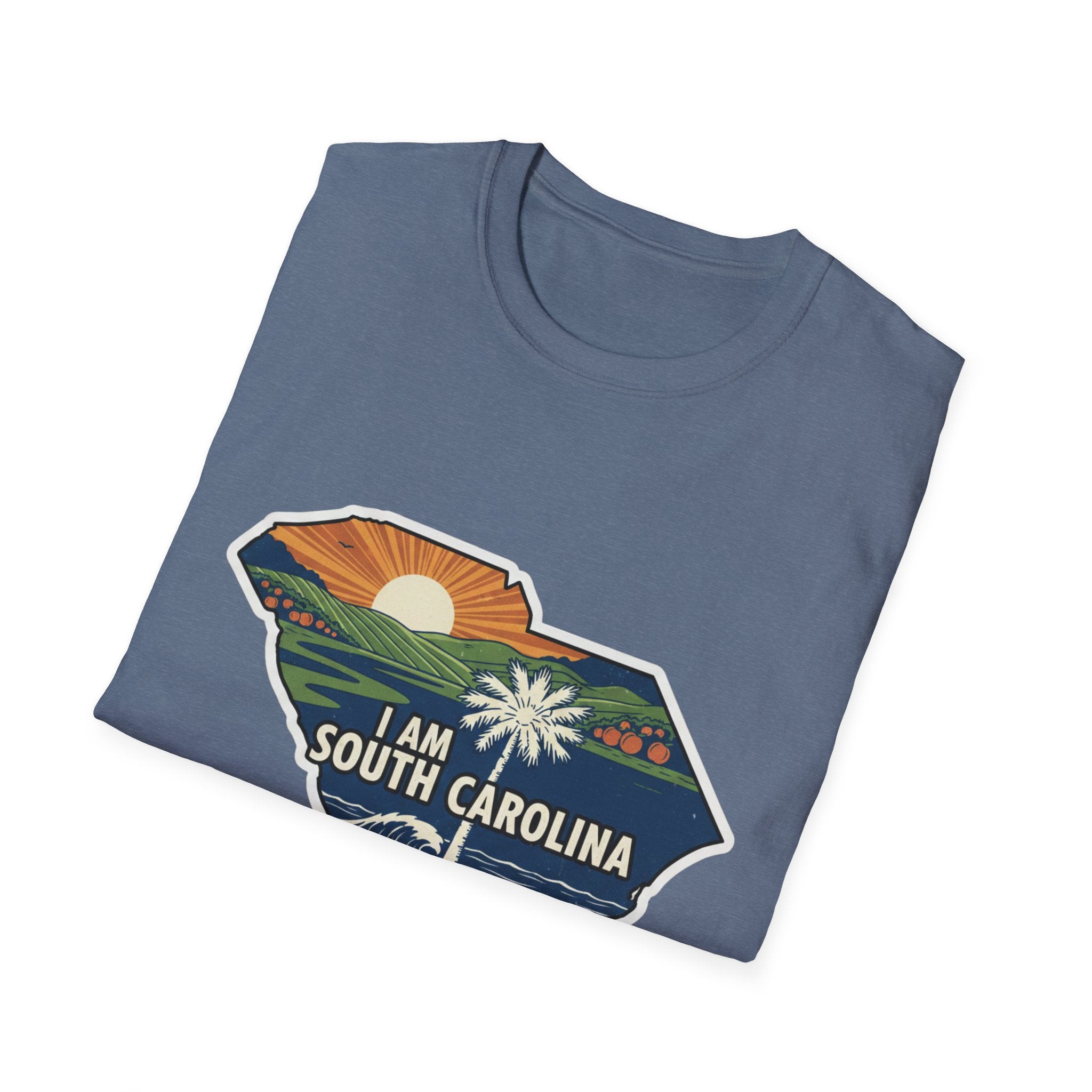 South Carolina map T-shirt in heather blue with front state graphic print
