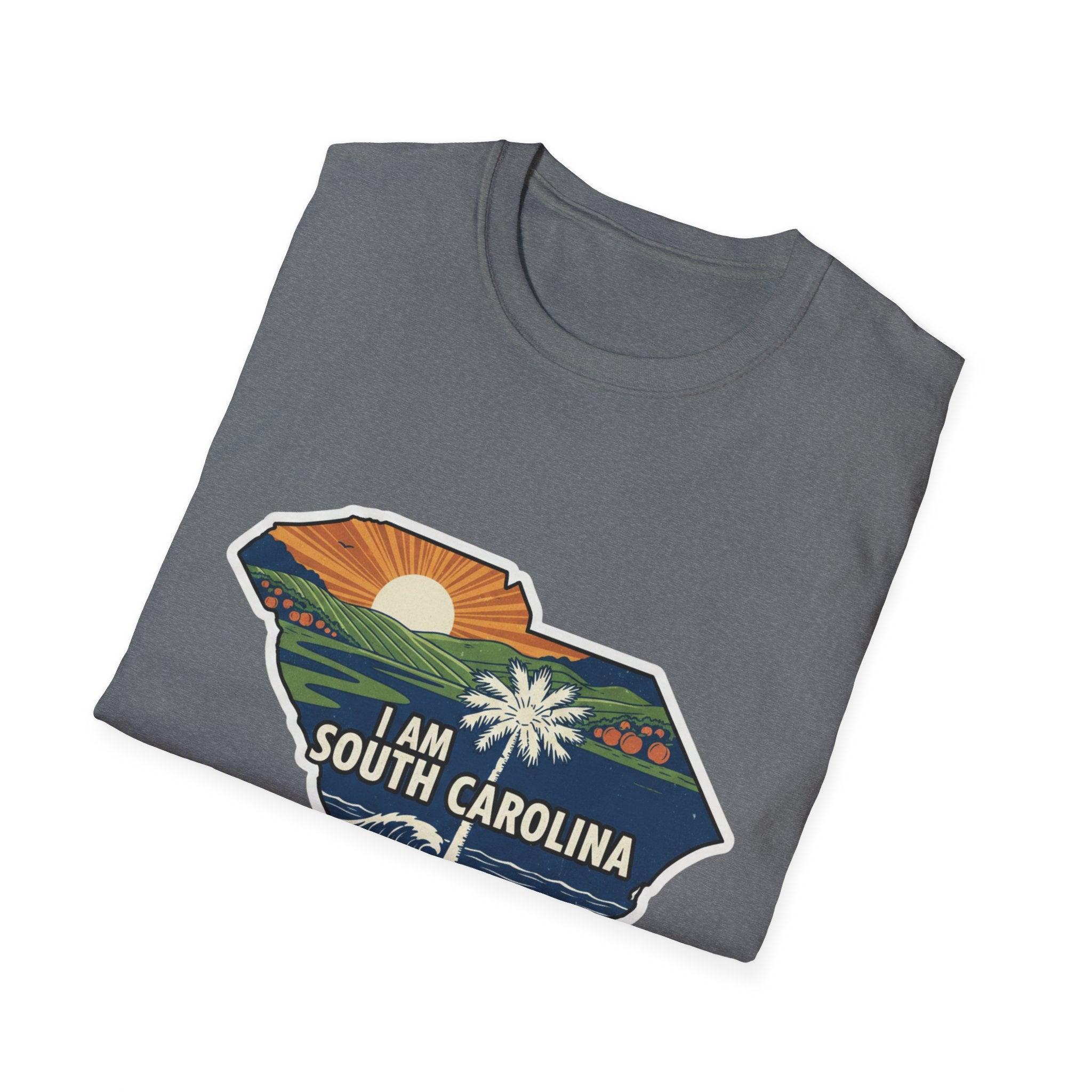 South Carolina map T-shirt in heather gray with front state graphic print