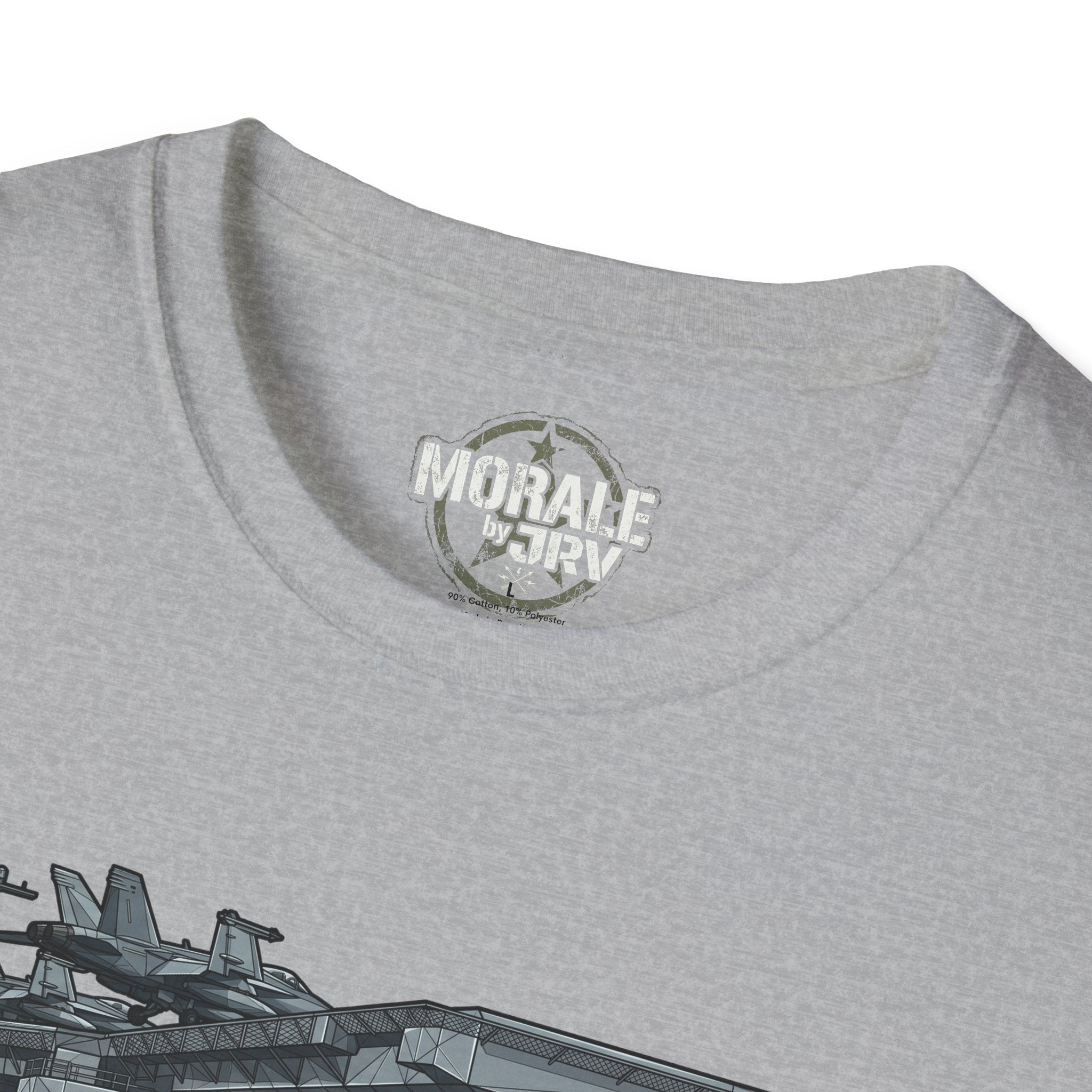 Sport Grey T-shirt neckline with circular “MORALE T&RY” logo