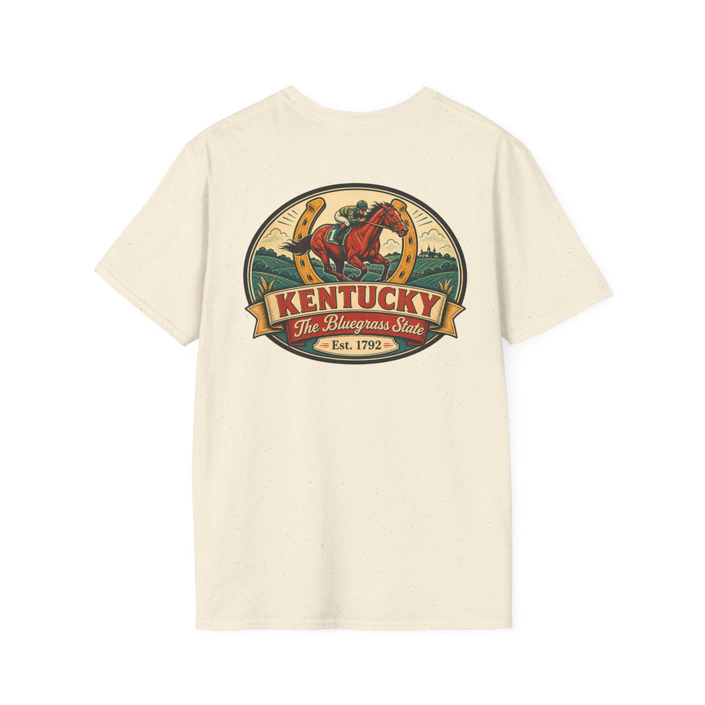 Natural T-shirt with Kentucky logo and horse graphic, Est. 1792.