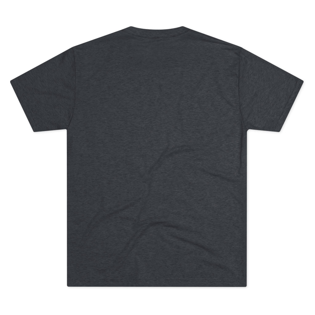 Unisex dark slate blue T-shirt, short sleeves, crew neck, no visible front graphic