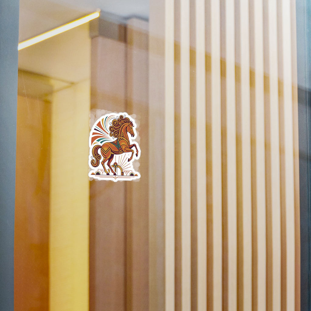 Small art deco horse sticker on a window or glass panel