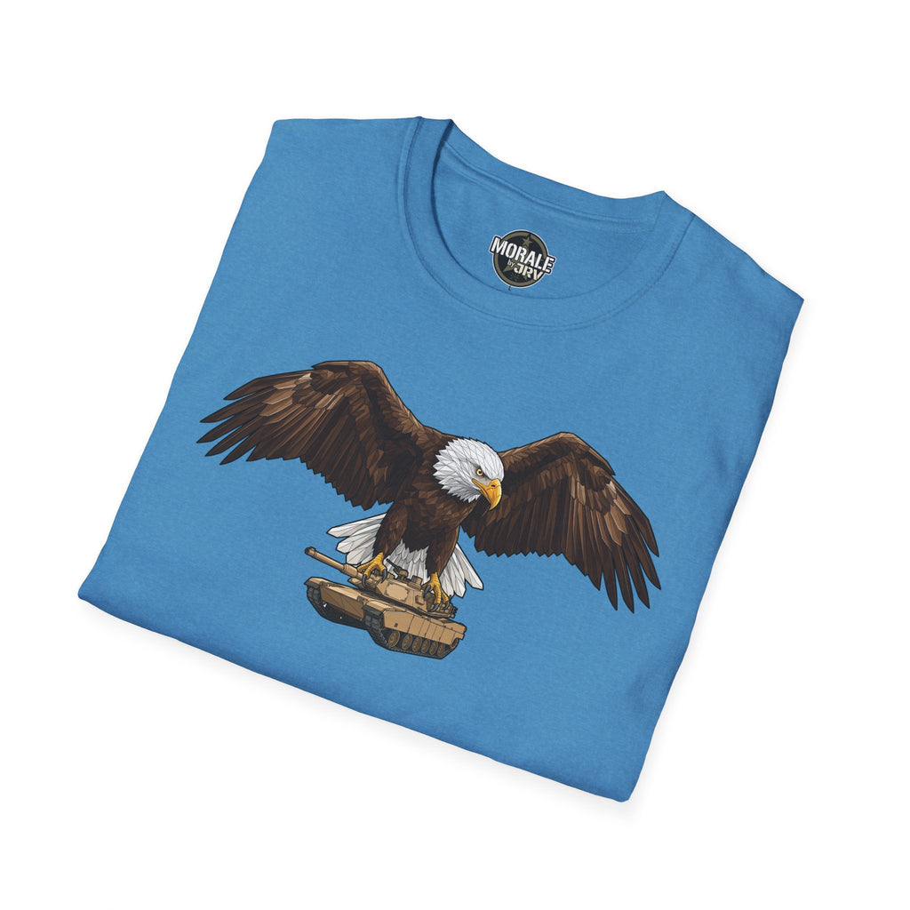 Heather Sapphire T-shirt with eagle-on-tank front print