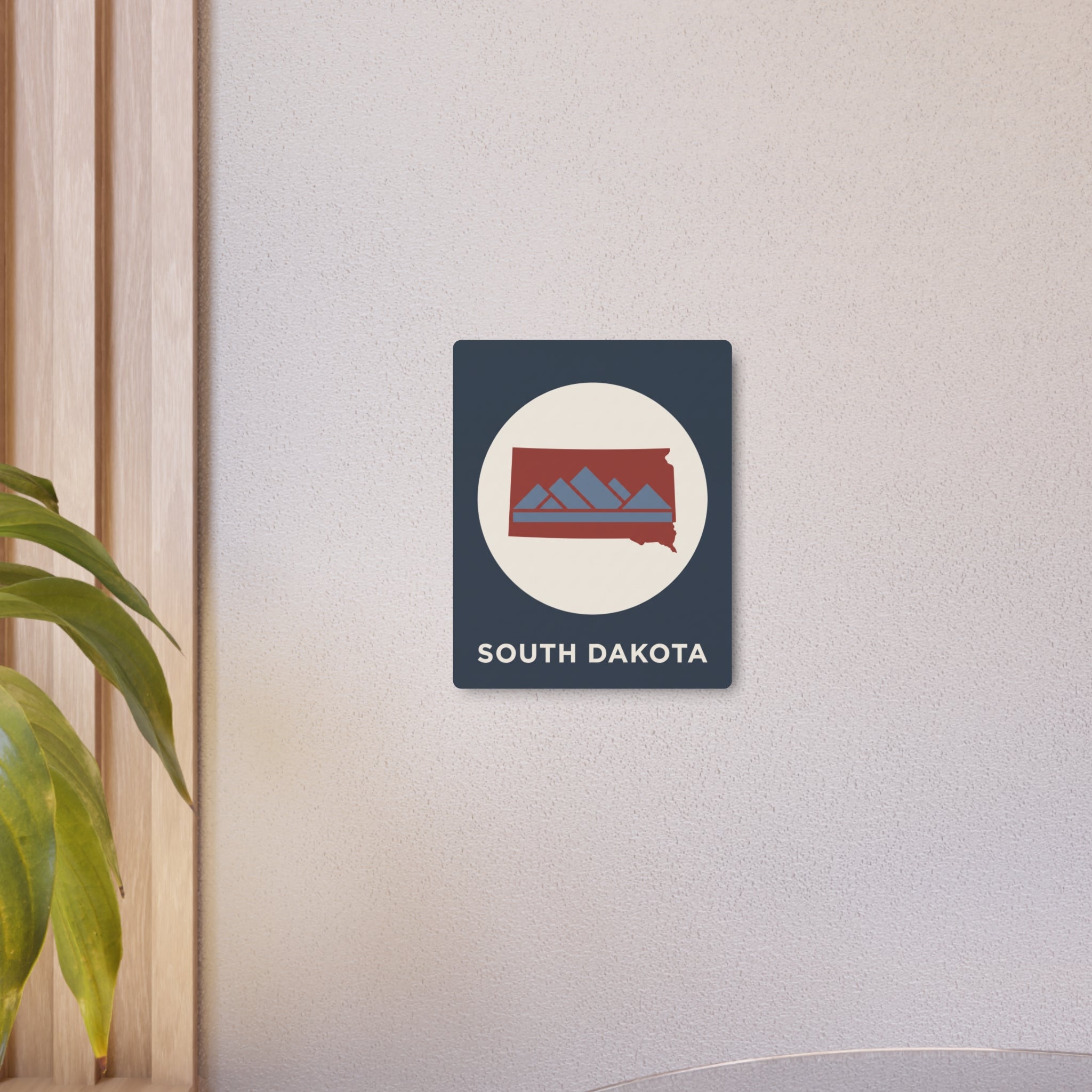 South Dakota metal wall sign with mountain graphic and “SOUTH DAKOTA” lettering
