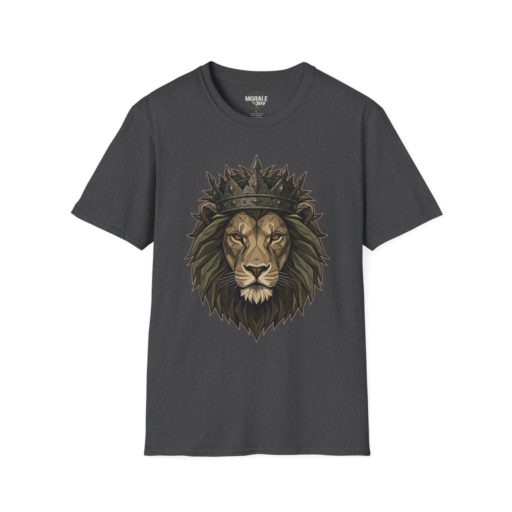 Dark Heather lion head T-shirt with crown graphic
