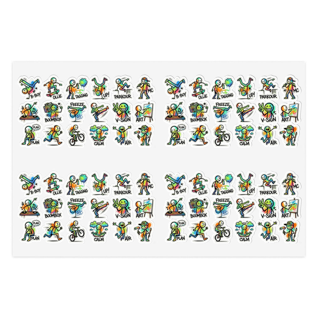 Mini Activity character sticker sheet with die-cut exercise icons and characters