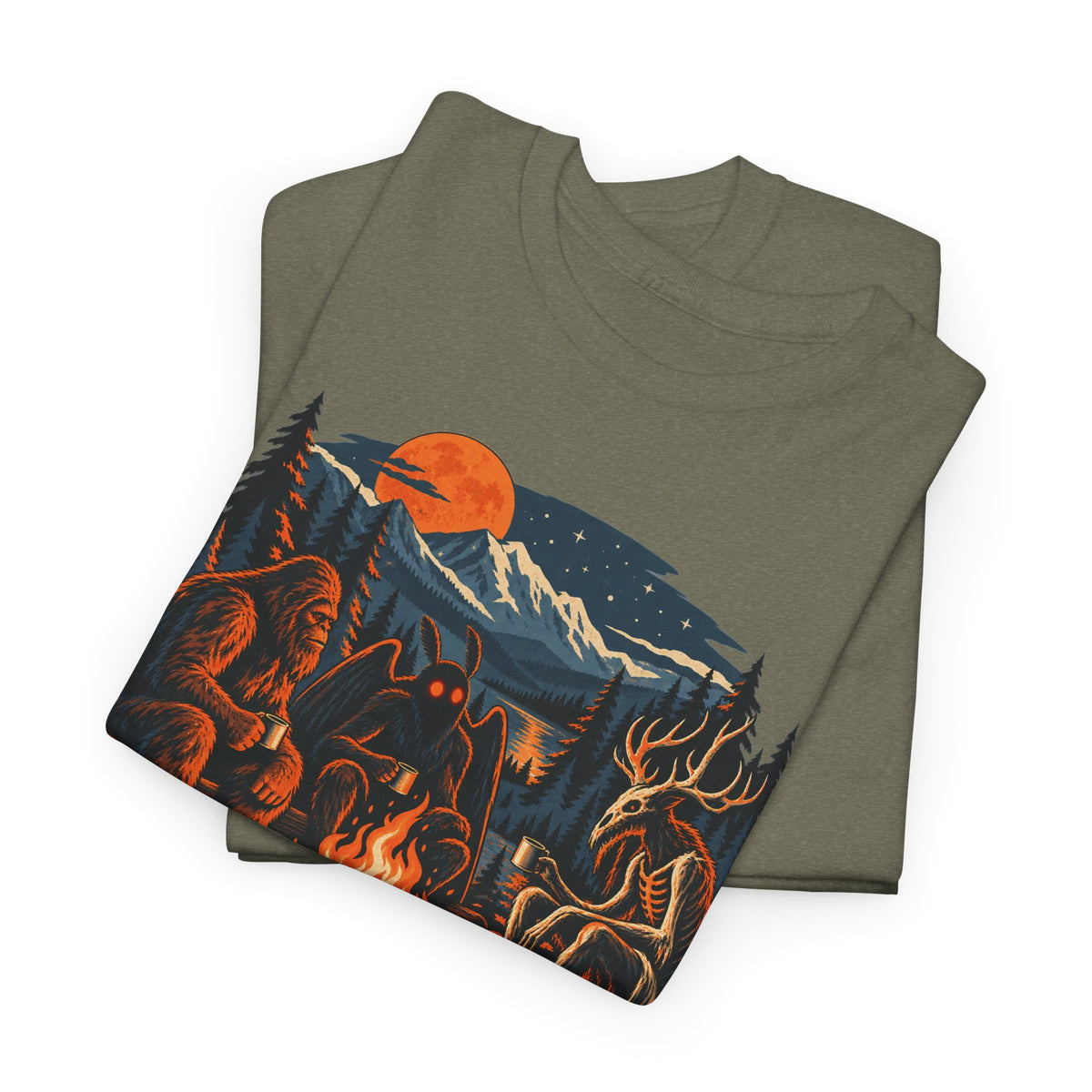 National Park After Dark Campfire Concert T-Shirt, Bear and Elk Mountain Camping Shirt for Men and Women, Hiking Gift Tee