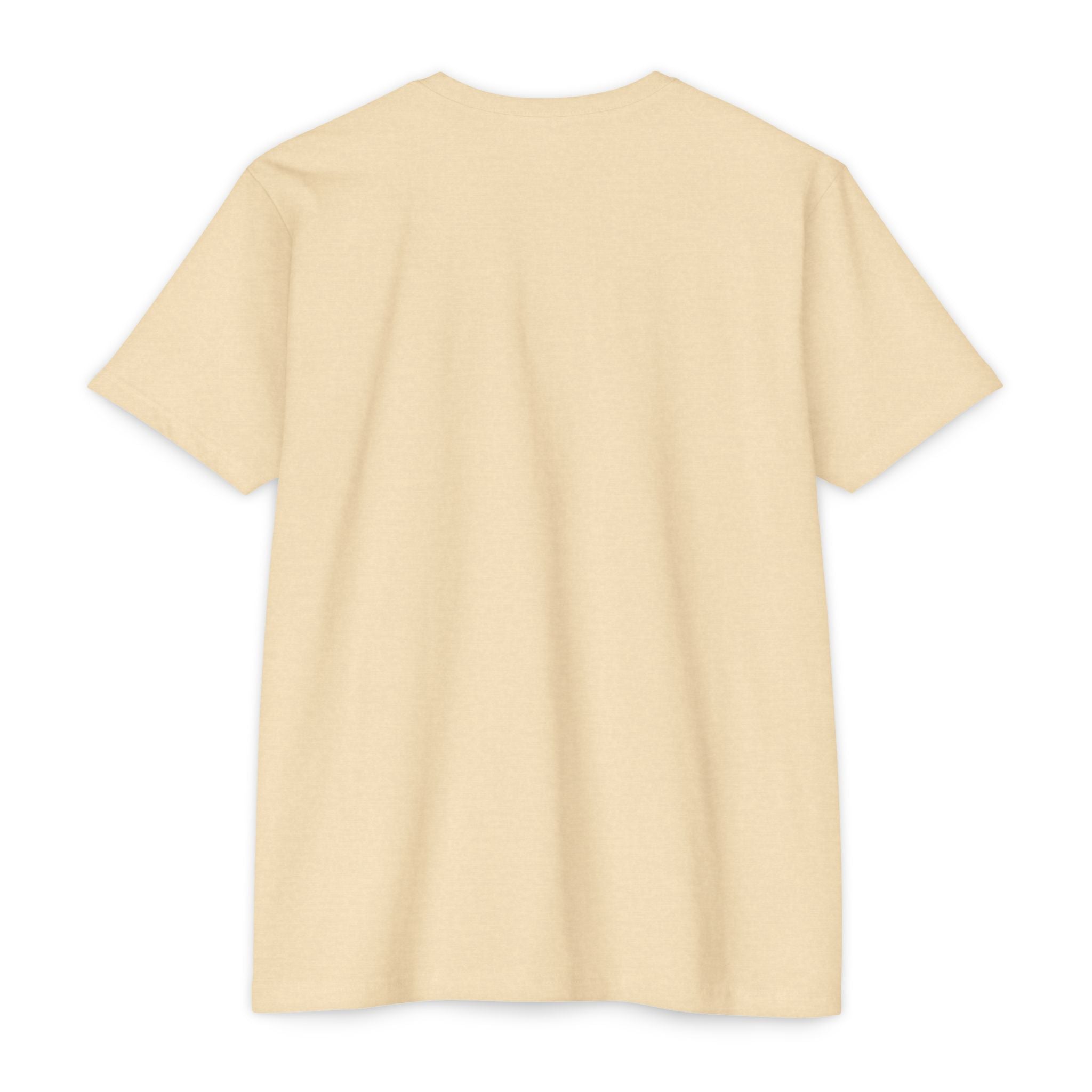 Cream cat graphic t-shirt, plain back view with no visible print