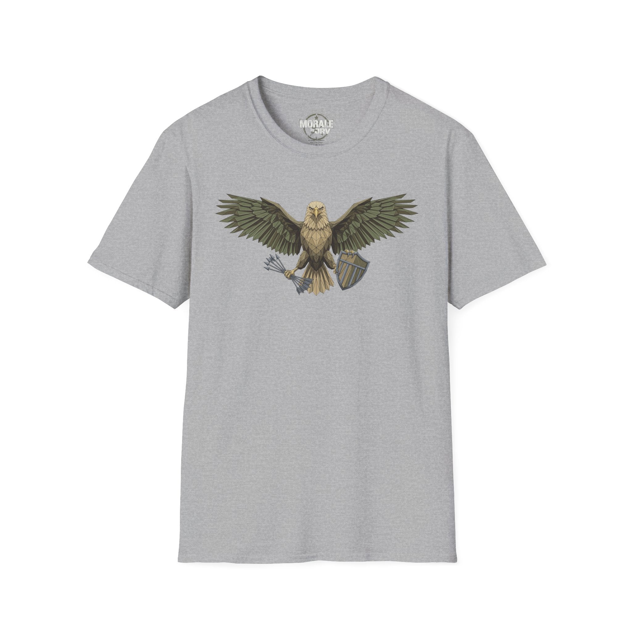 Soaring Hawk T-Shirt, Sport Grey, vintage raptor winged illustration on front
