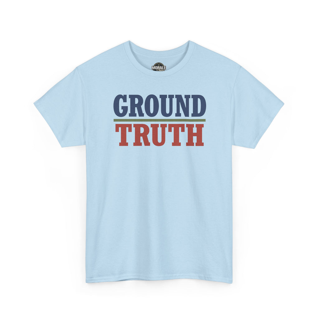 Light blue T-shirt with 'GROUND TRUTH' block text graphic on chest