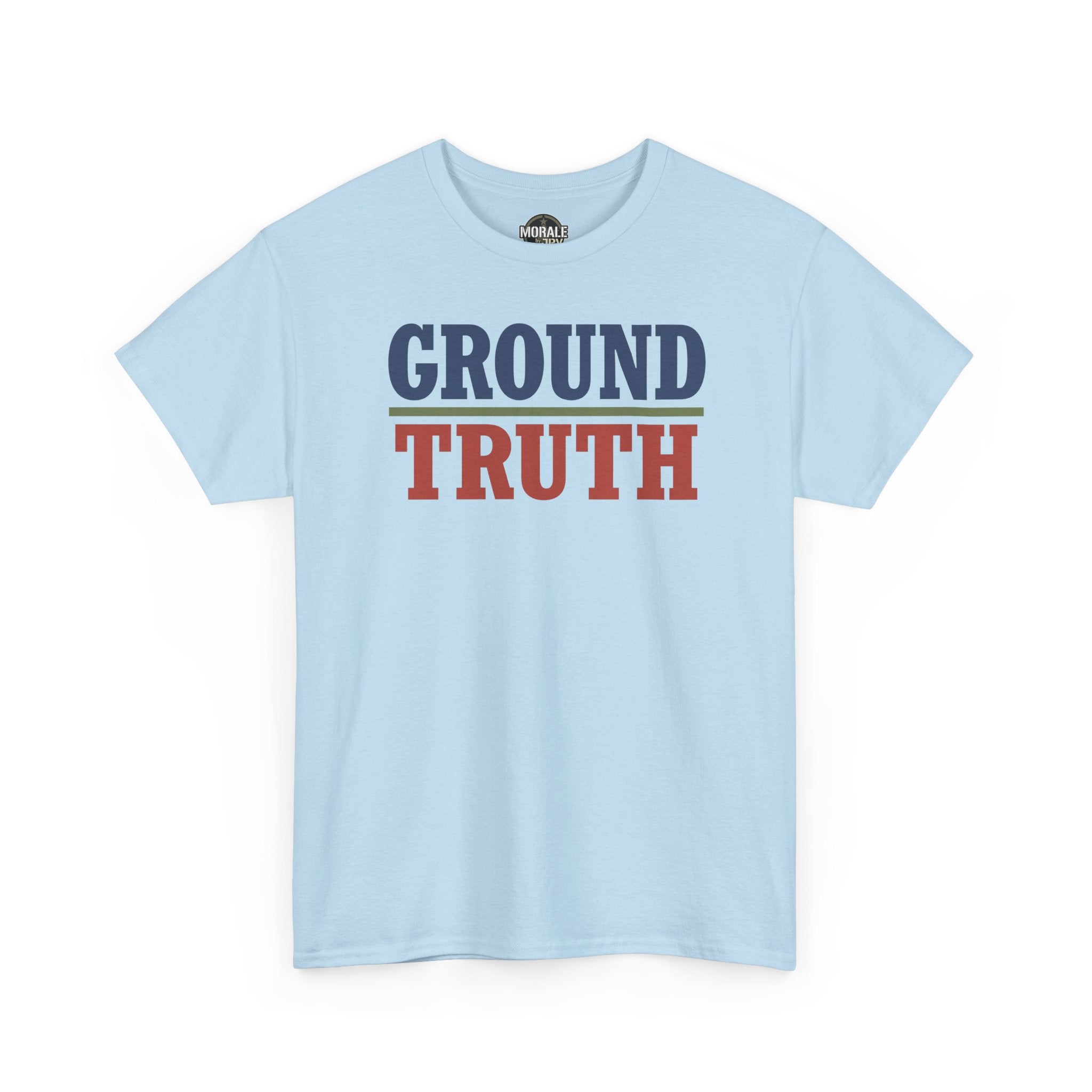 Light blue T-shirt with 'GROUND TRUTH' block text graphic on chest