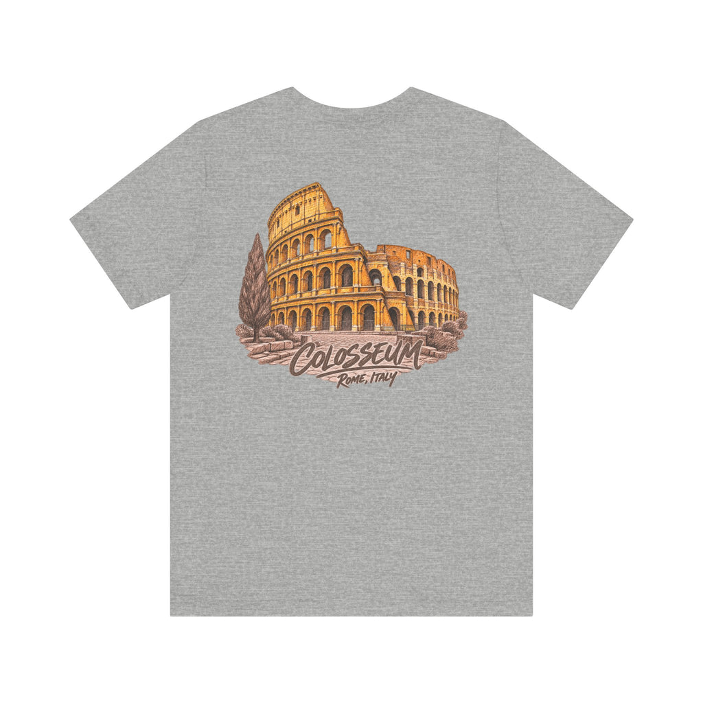 Heather gray T-shirt with vintage Colosseum graphic on front