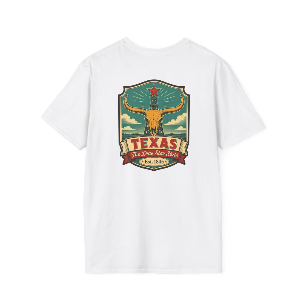 Texas Longhorn T-shirt, white, with longhorn Texas crest graphic on chest