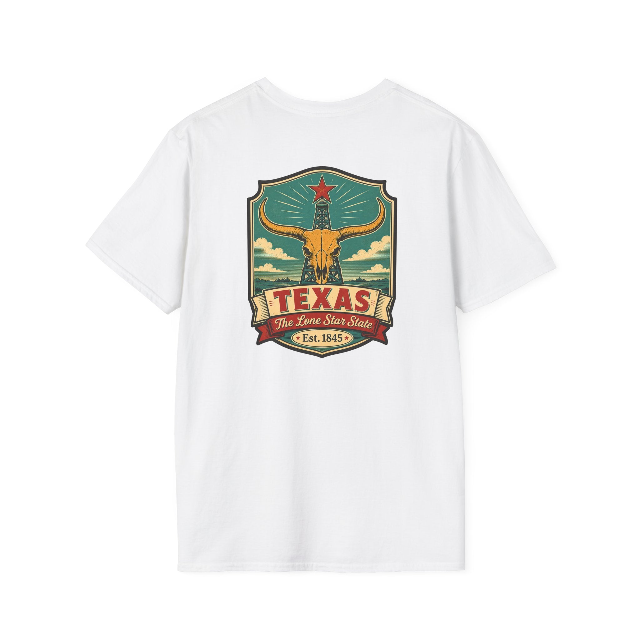 Texas Longhorn T-shirt, white, with longhorn Texas crest graphic on chest