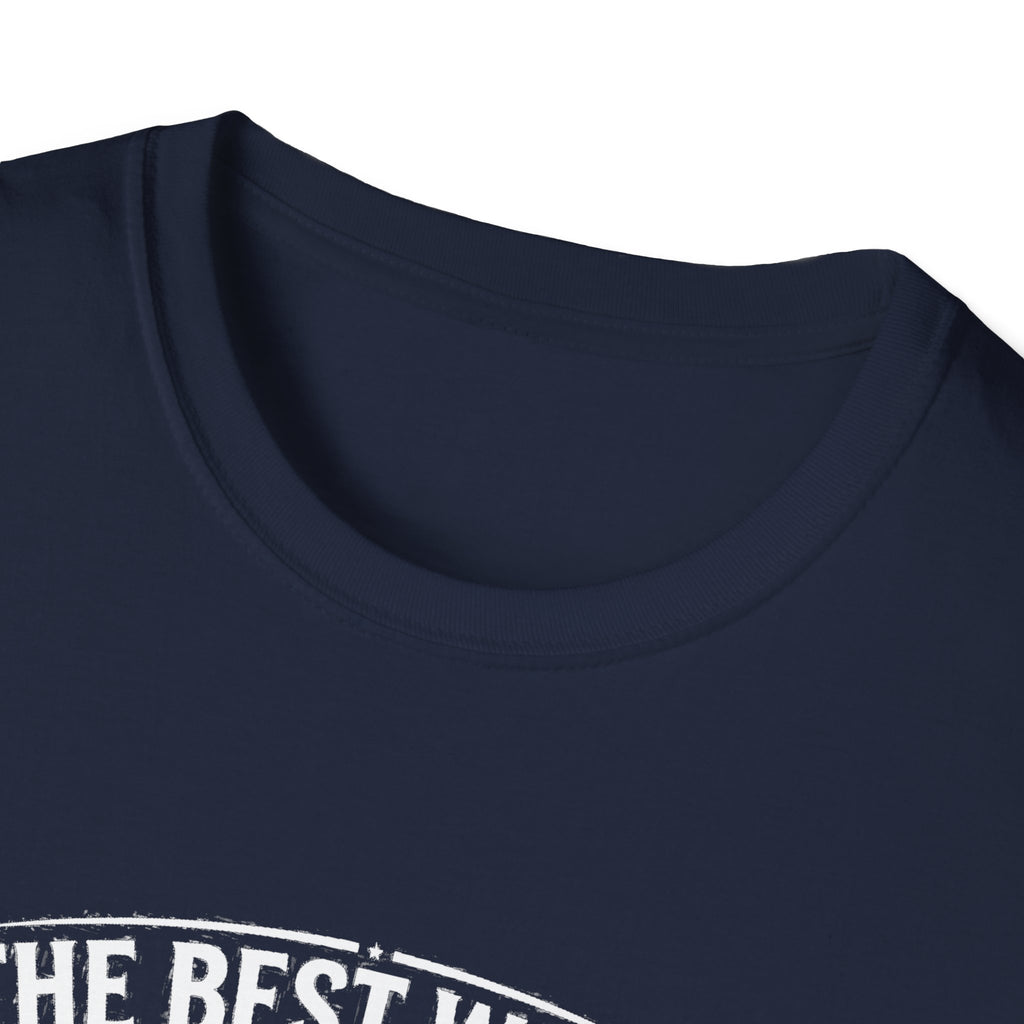 Navy T-shirt neckline close-up, crew neck