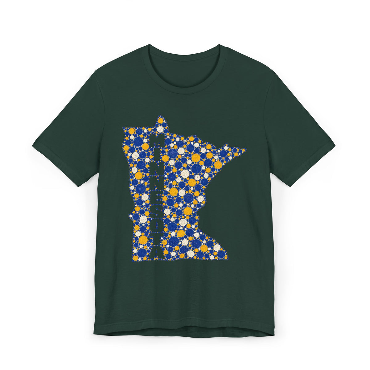 Minnesota State Floral Pattern T-Shirt | Blue and Gold Minnesota Map Graphic Tee