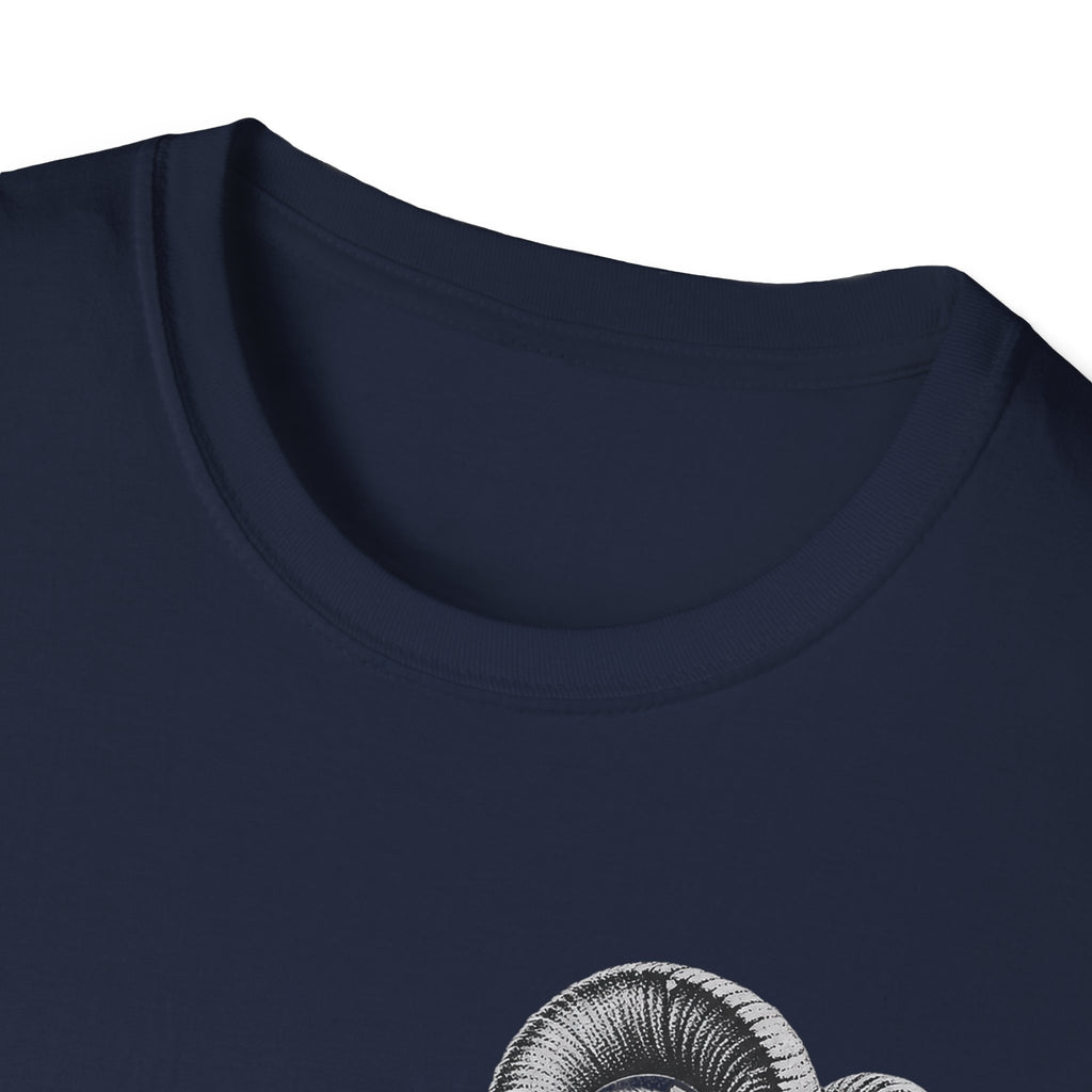 Navy crew-neck T-shirt neckline close-up