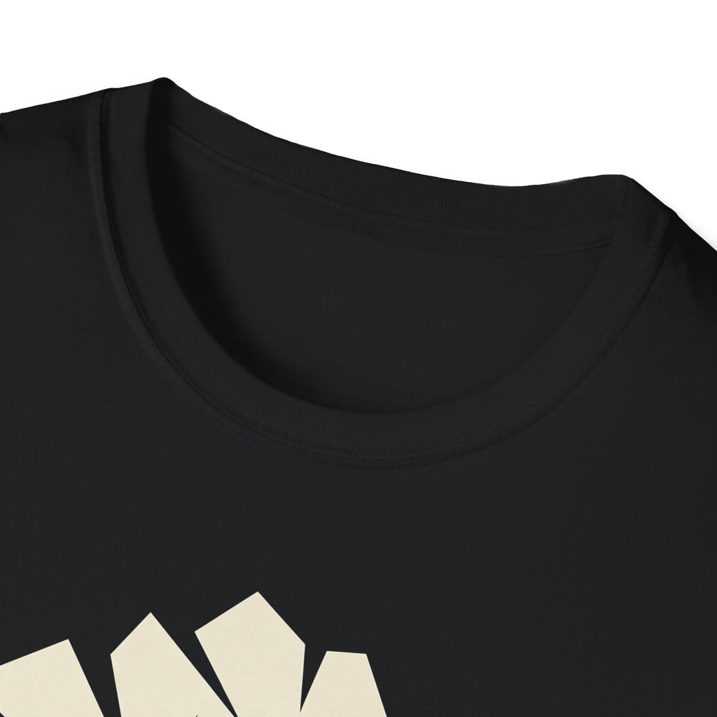 Black crew-neck T-shirt neckline close-up