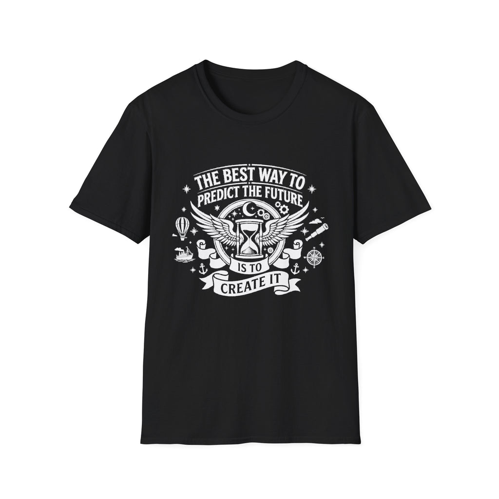 Black T-shirt with 'Create It' winged quote graphic on front