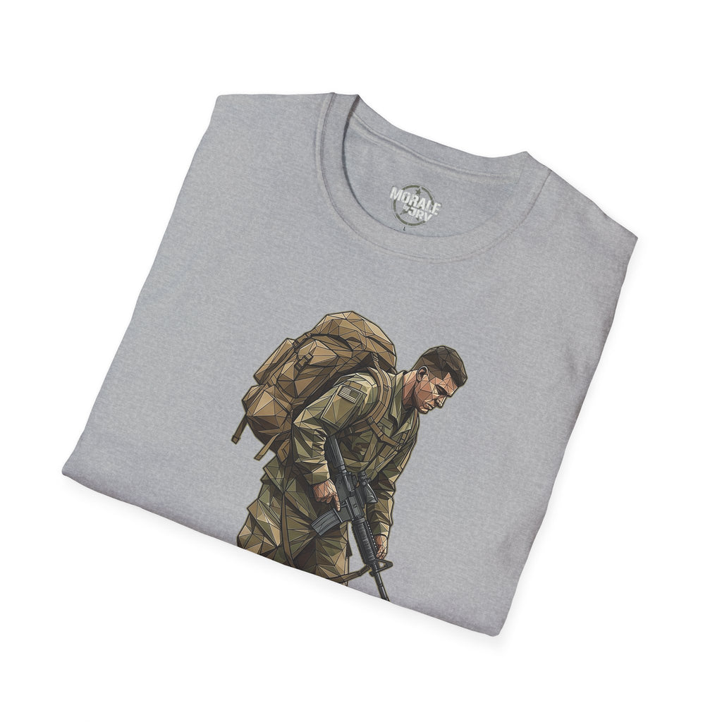 Soldier T-Shirt in Sport Grey with detailed polygon soldier holding a rifle