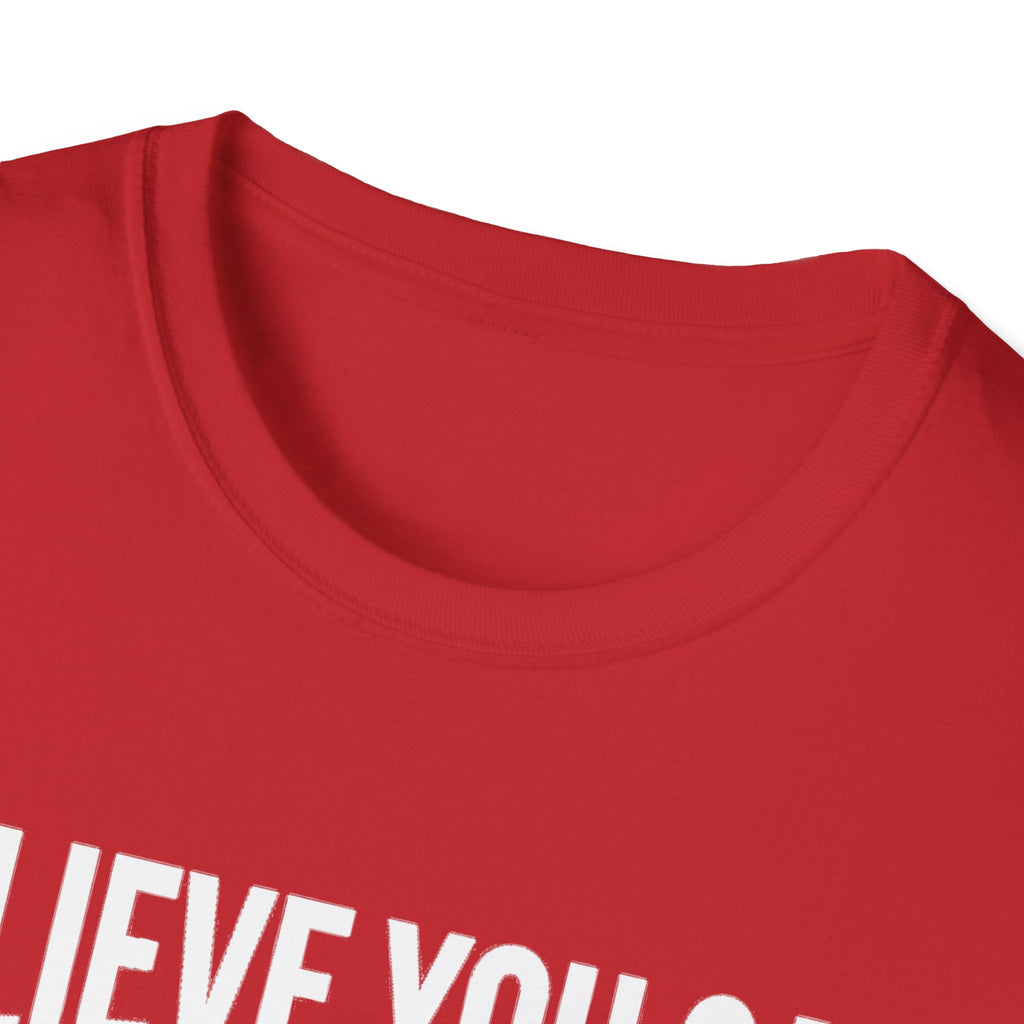 Red T-shirt crew neck collar close-up