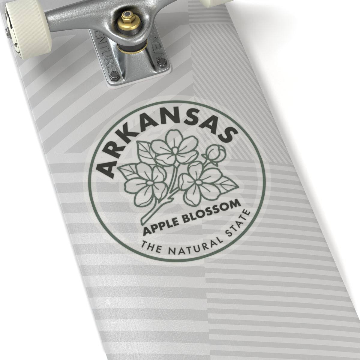 Arkansas apple blossom state flower vinyl sticker, circular logo with floral line art