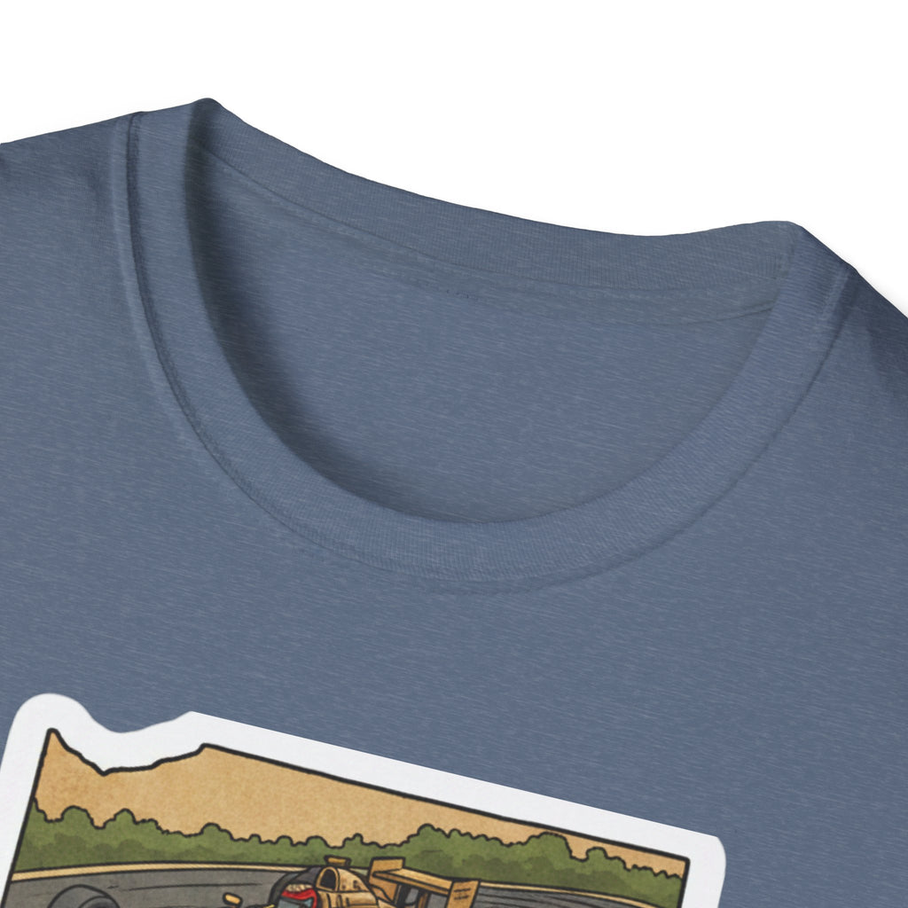 Heather Indigo I am Indiana T-shirt crew neck close-up