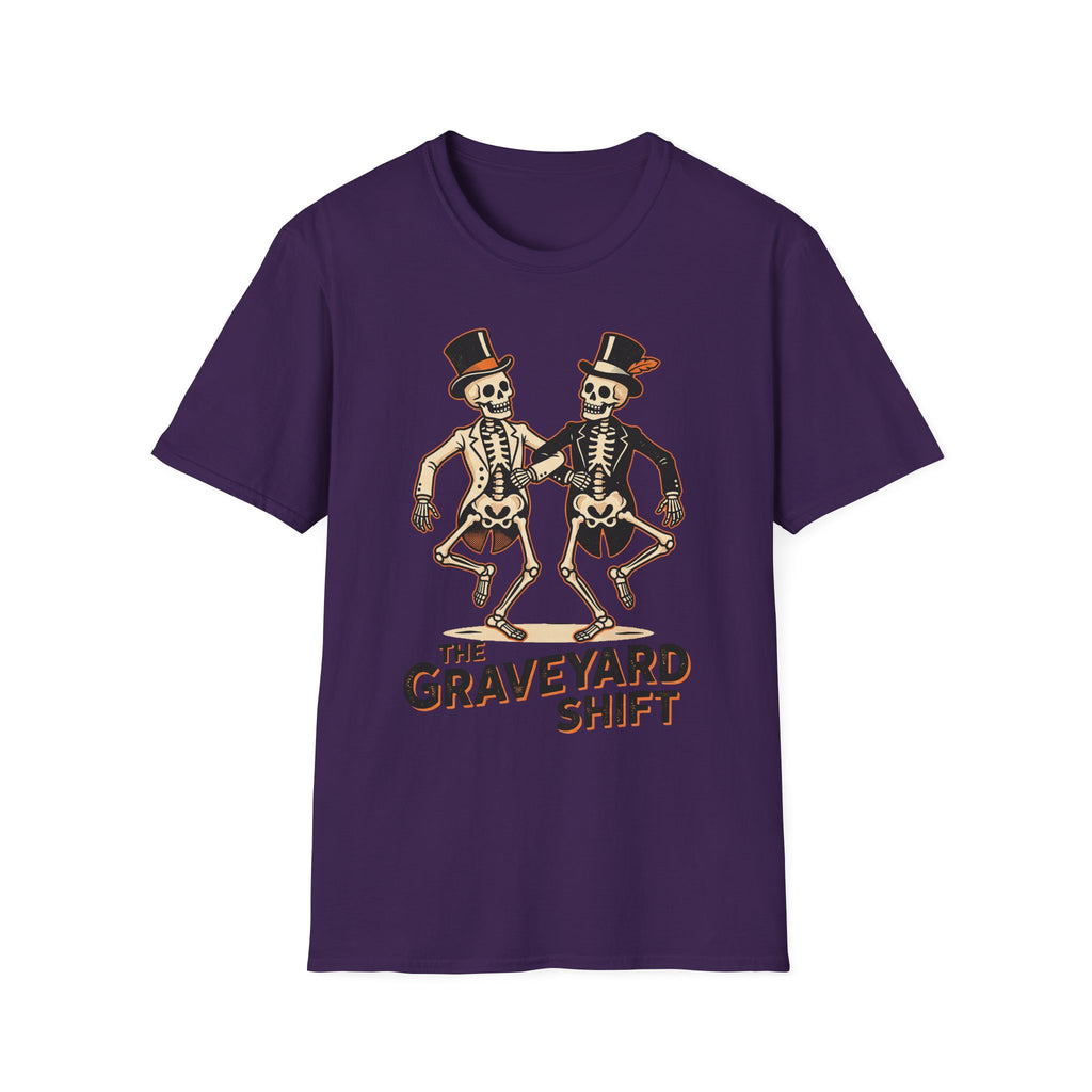 Dancing Skeletons The Graveyard Shift T-Shirt - Vintage Halloween Tee