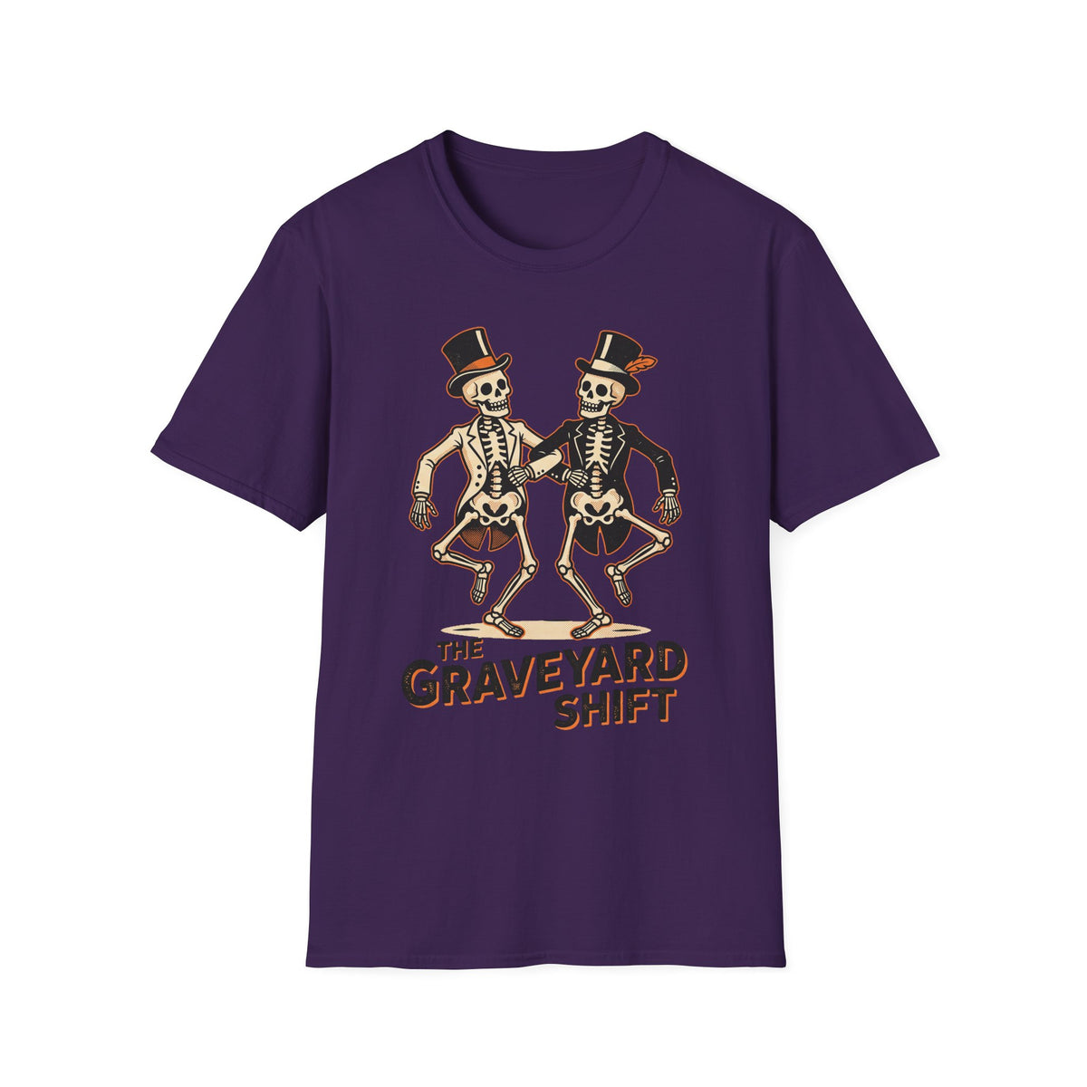 Dancing Skeletons The Graveyard Shift T-Shirt - Vintage Halloween Tee