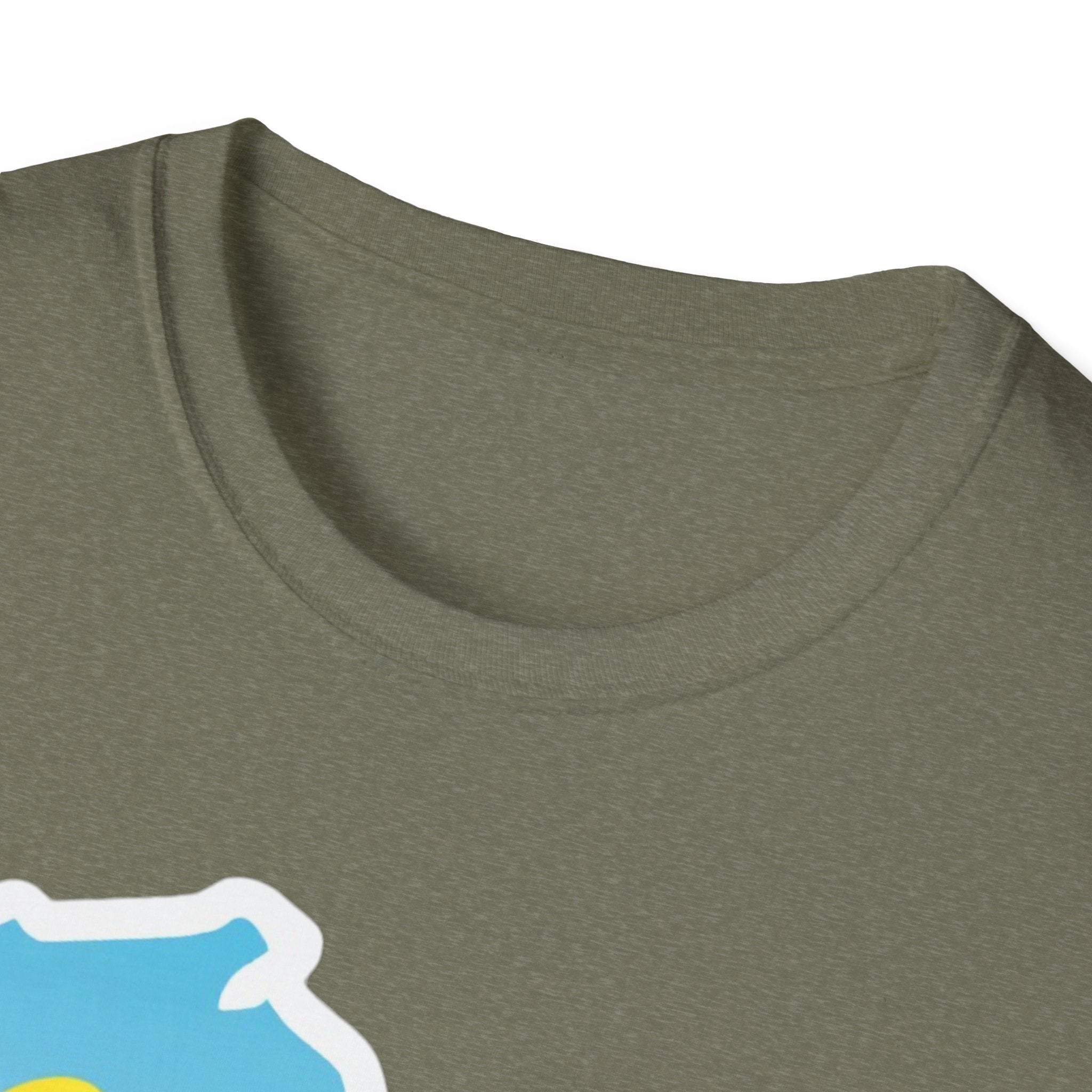 Olive green T-shirt with crew neck, heather knit