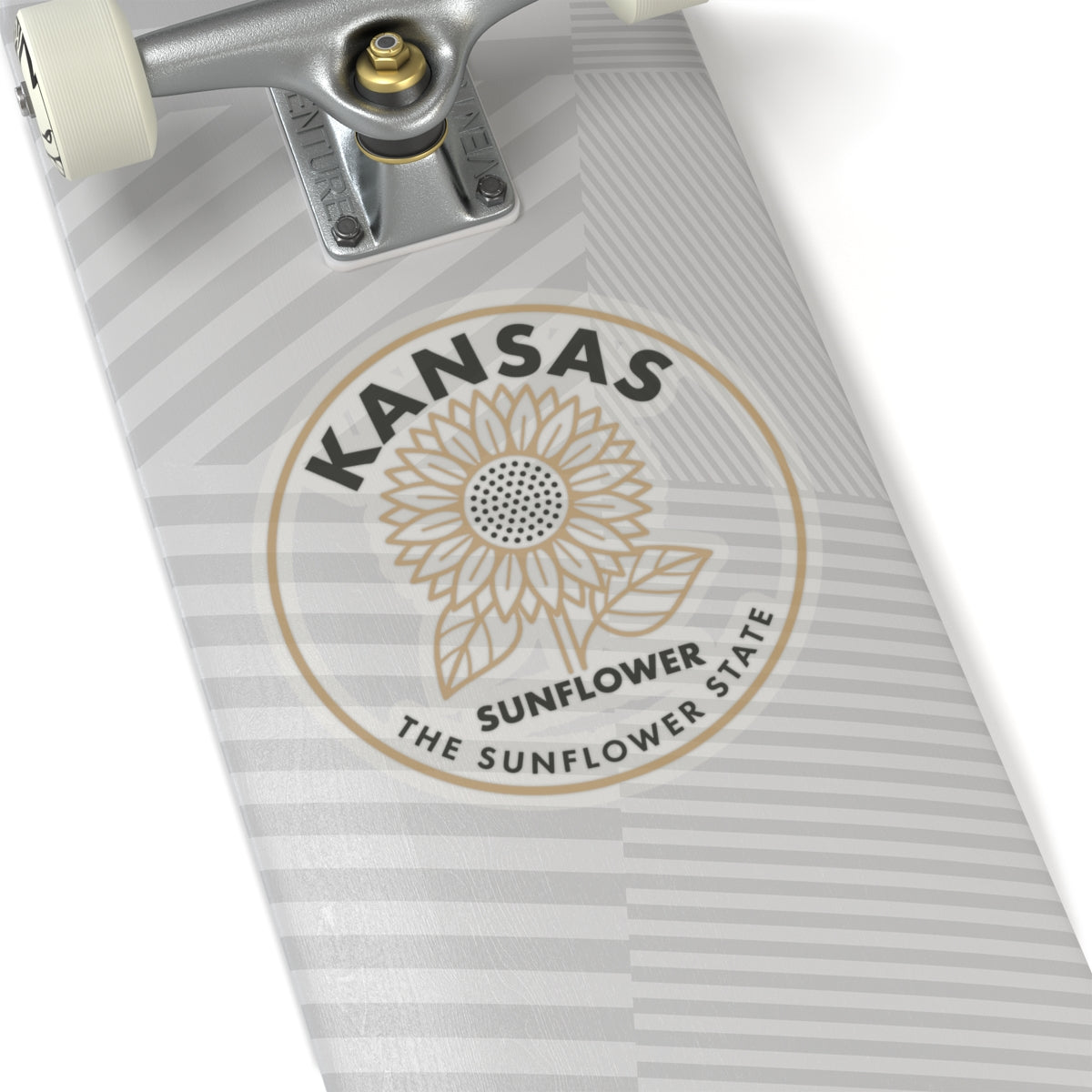 Kansas sunflower state transparent vinyl sticker with circular botanical flower design