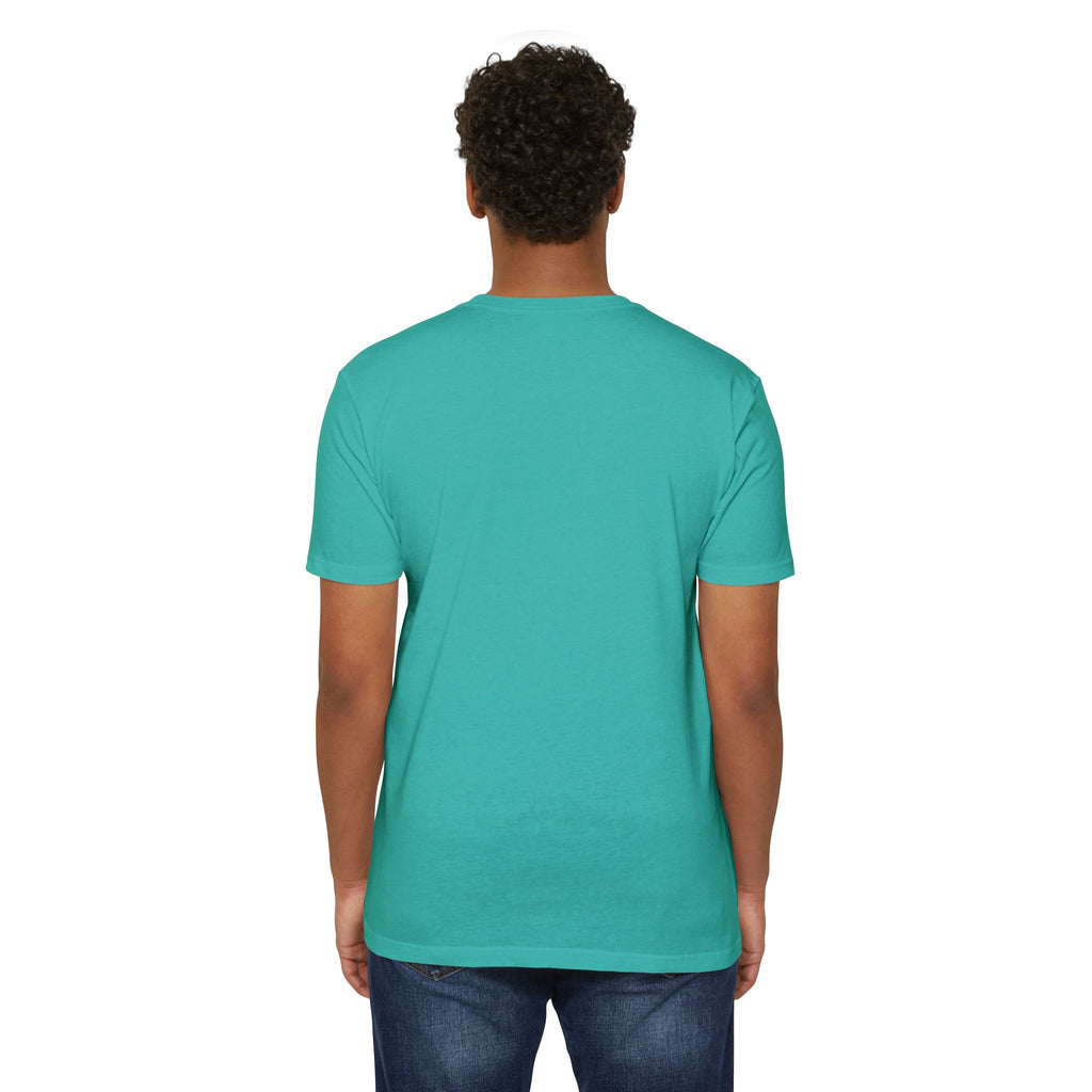 Teal green unisex T-shirt, crew neck; smooth plain back