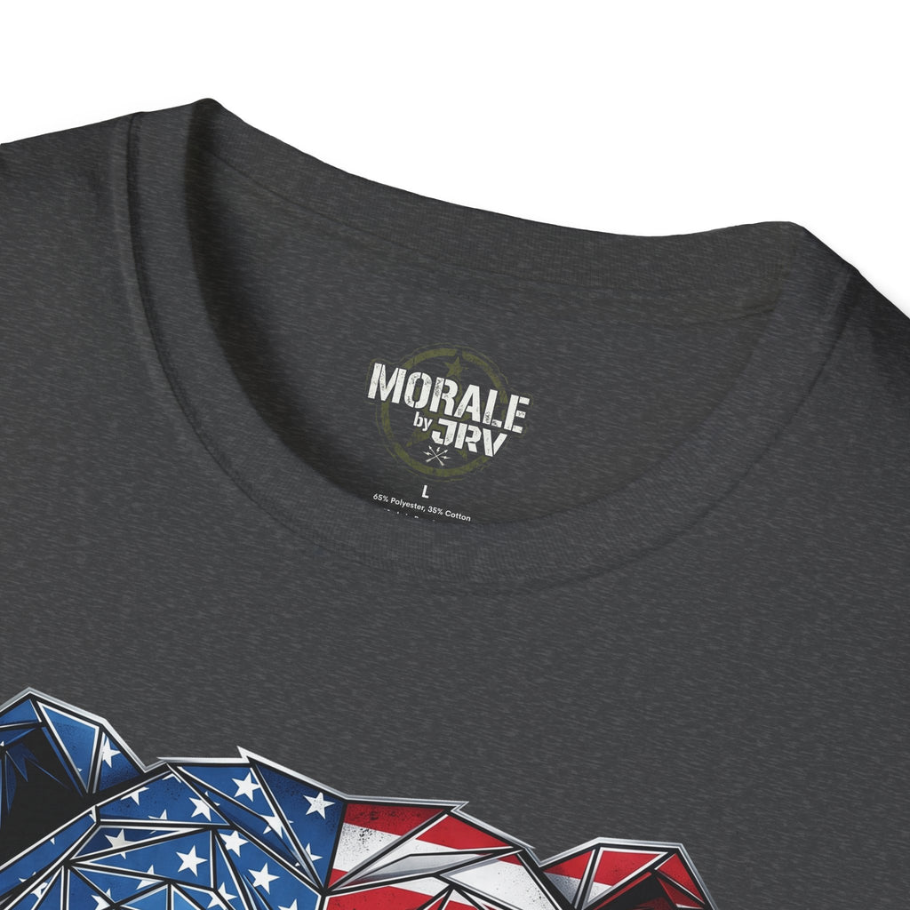 Charcoal T-Shirt with round neck, 'Morale by TRL' label at back collar