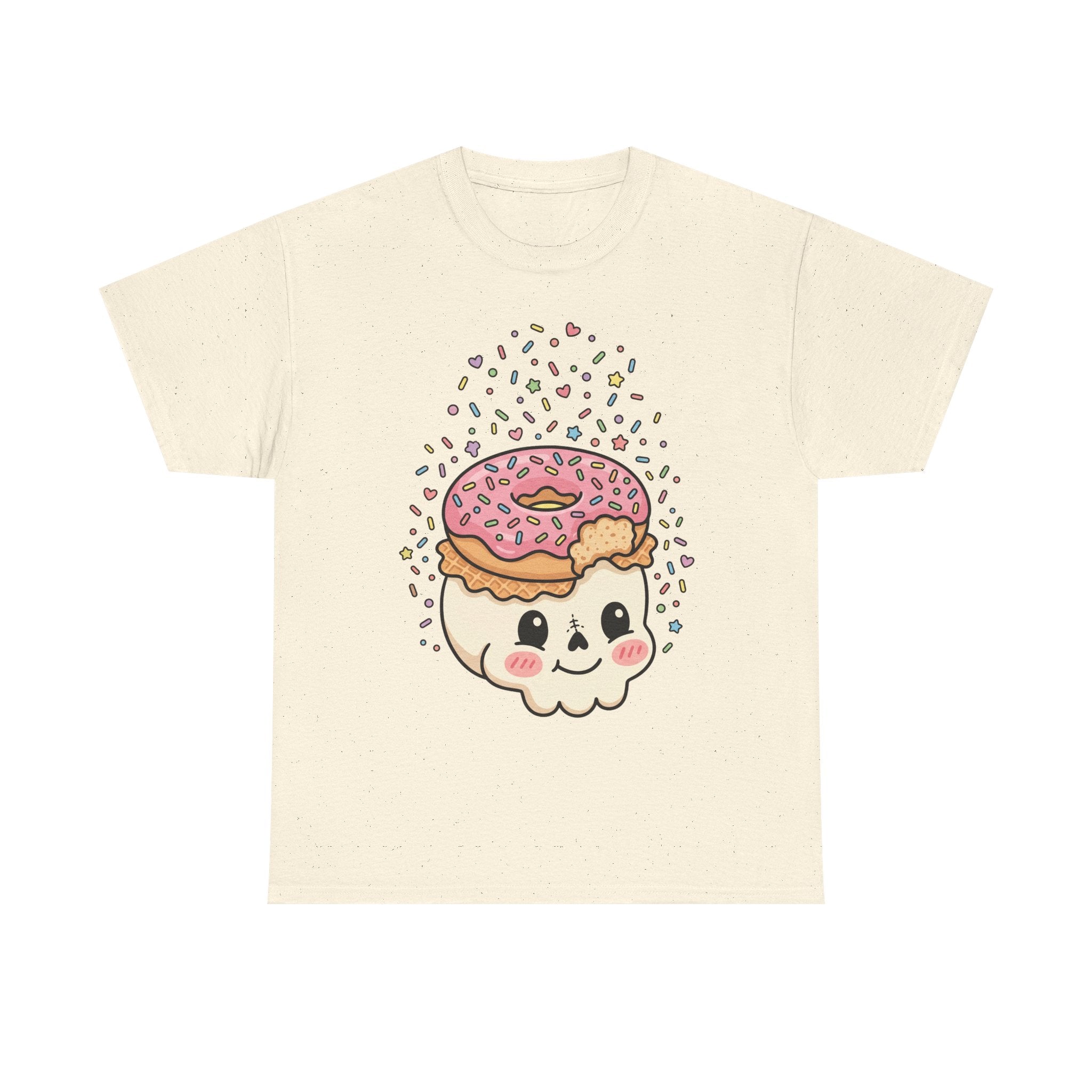 Sand T-shirt with donut skull face graphic and sprinkles