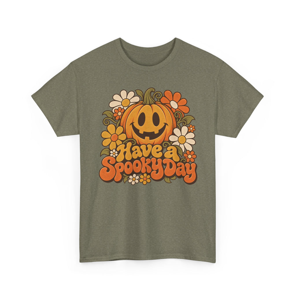 Have a Spooky Day Retro Pumpkin T-Shirt, Groovy Floral Jack O Lantern Halloween Shirt for Women and Men, Fall Teacher Tee