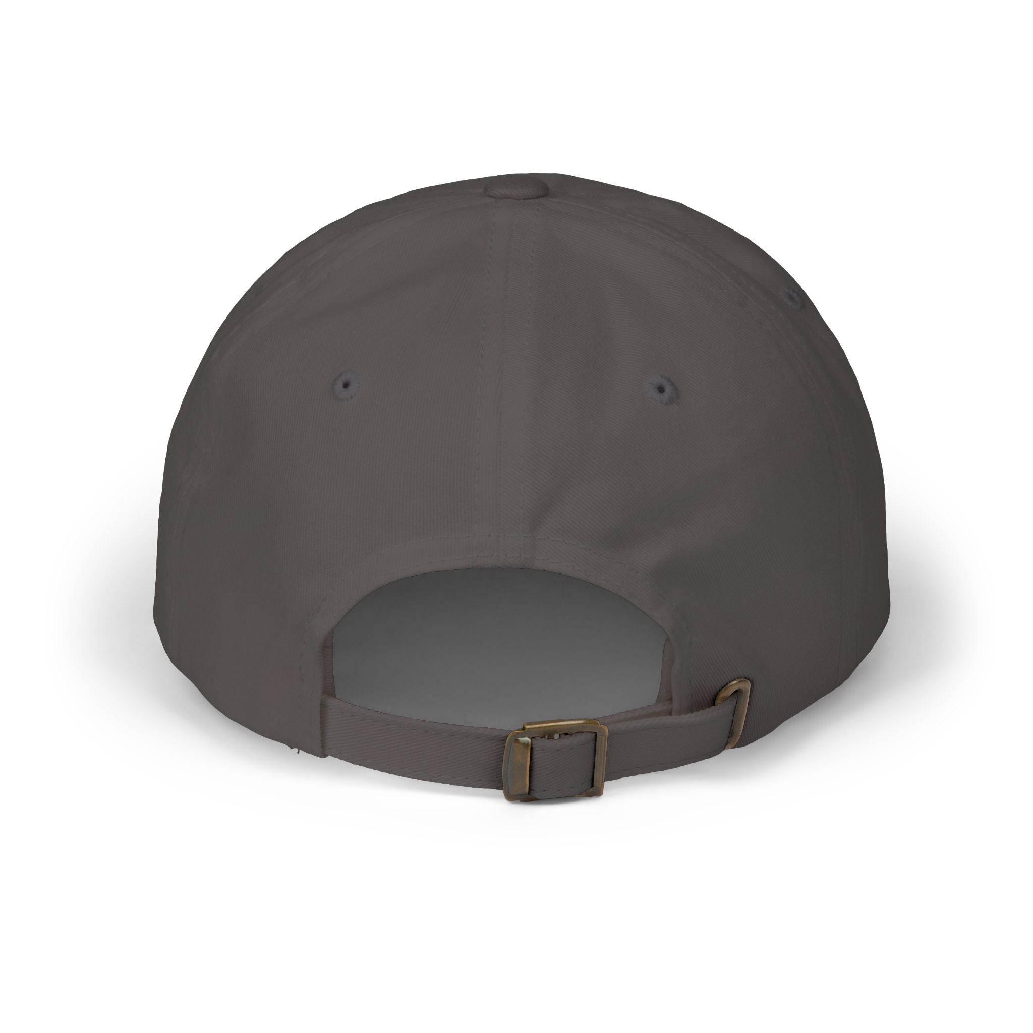 Dark grey baseball cap with adjustable strap and curved brim