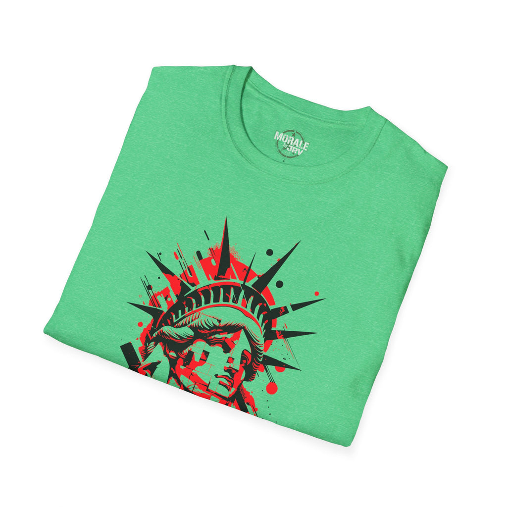 Liberty Statue graphic T-shirt in Military Green, chest graphic with Liberty statue