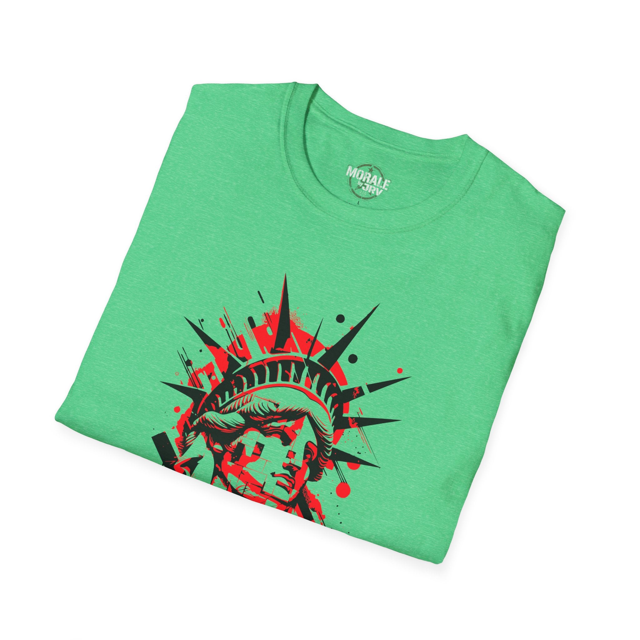 Liberty Statue graphic T-shirt in Military Green, chest graphic with Liberty statue