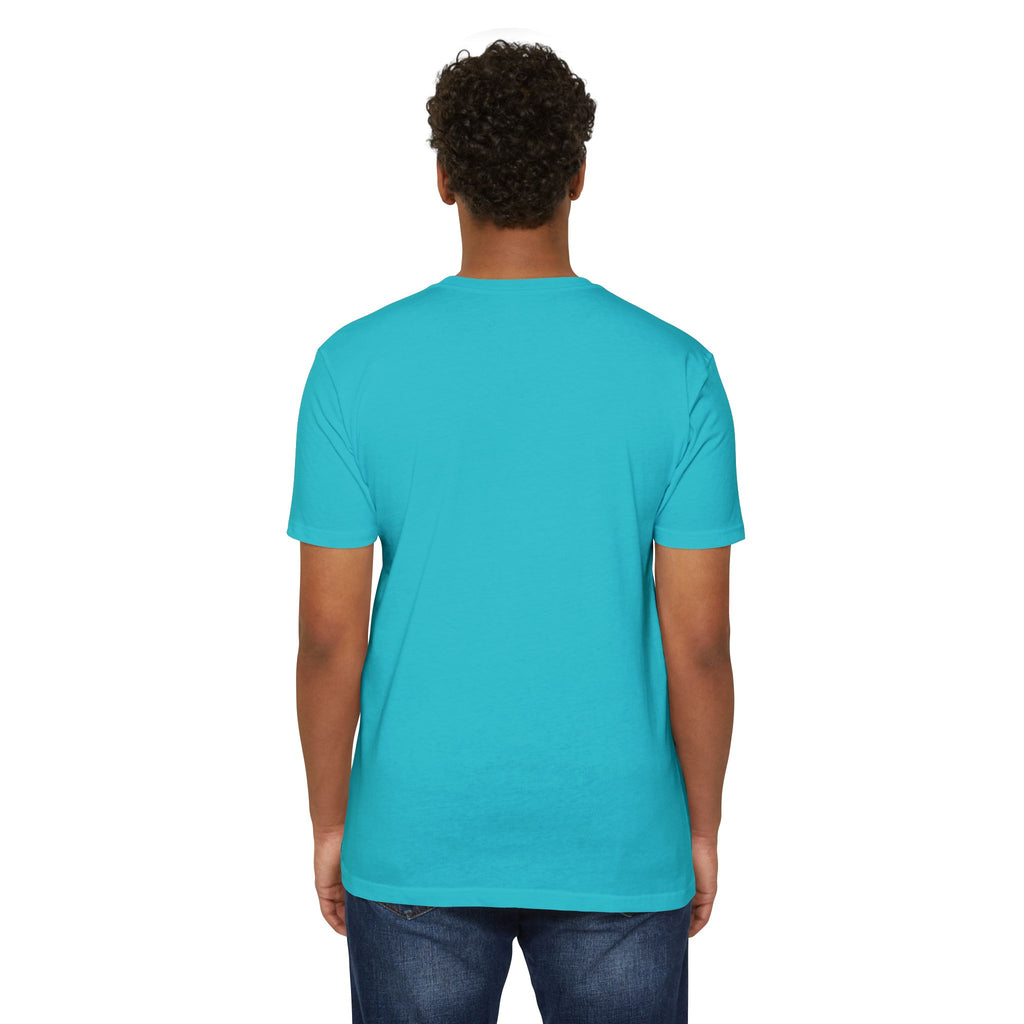Men's teal T-shirt, short-sleeve crew neck, plain back view