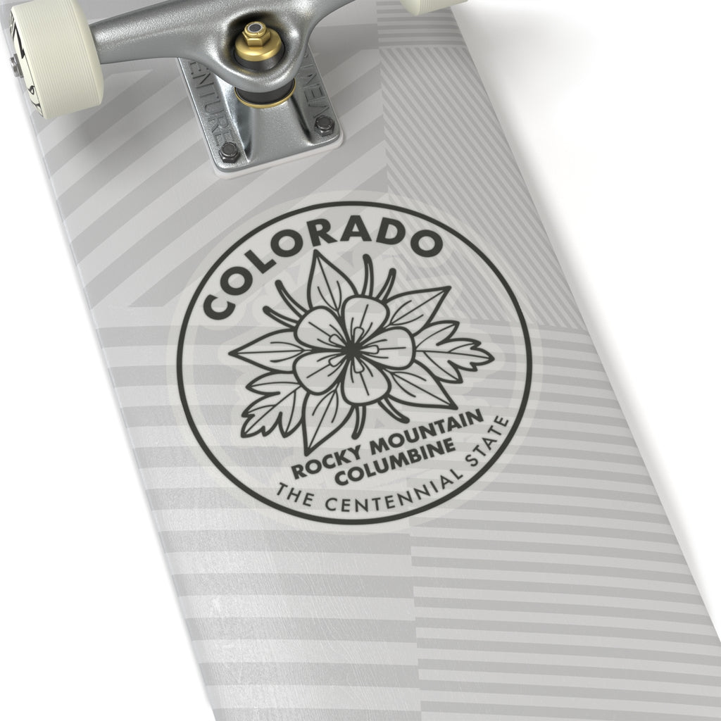 Colorado columbine state flower sticker, transparent vinyl circular floral decal