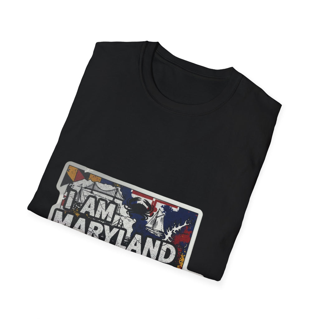 Black Maryland T-shirt with “I AM MARYLAND” front graphic