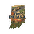 I Am Indiana Sticker: Landschaftsdesign mit „I AM INDIANA“ auf weißem Rand