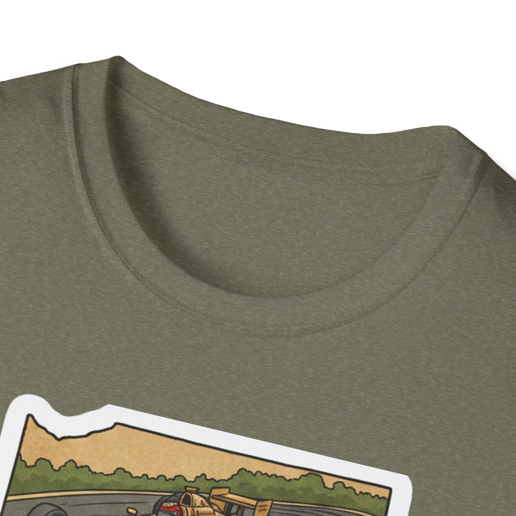 I Am Indiana T-shirt, olive green crew neck with partial Indiana outline graphic