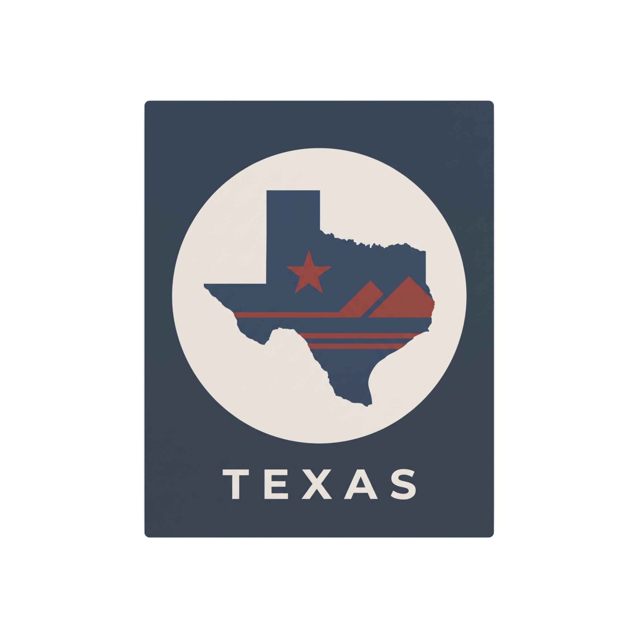 Texas wall metal art sign with Texas map and red star, striped details, TEXAS text