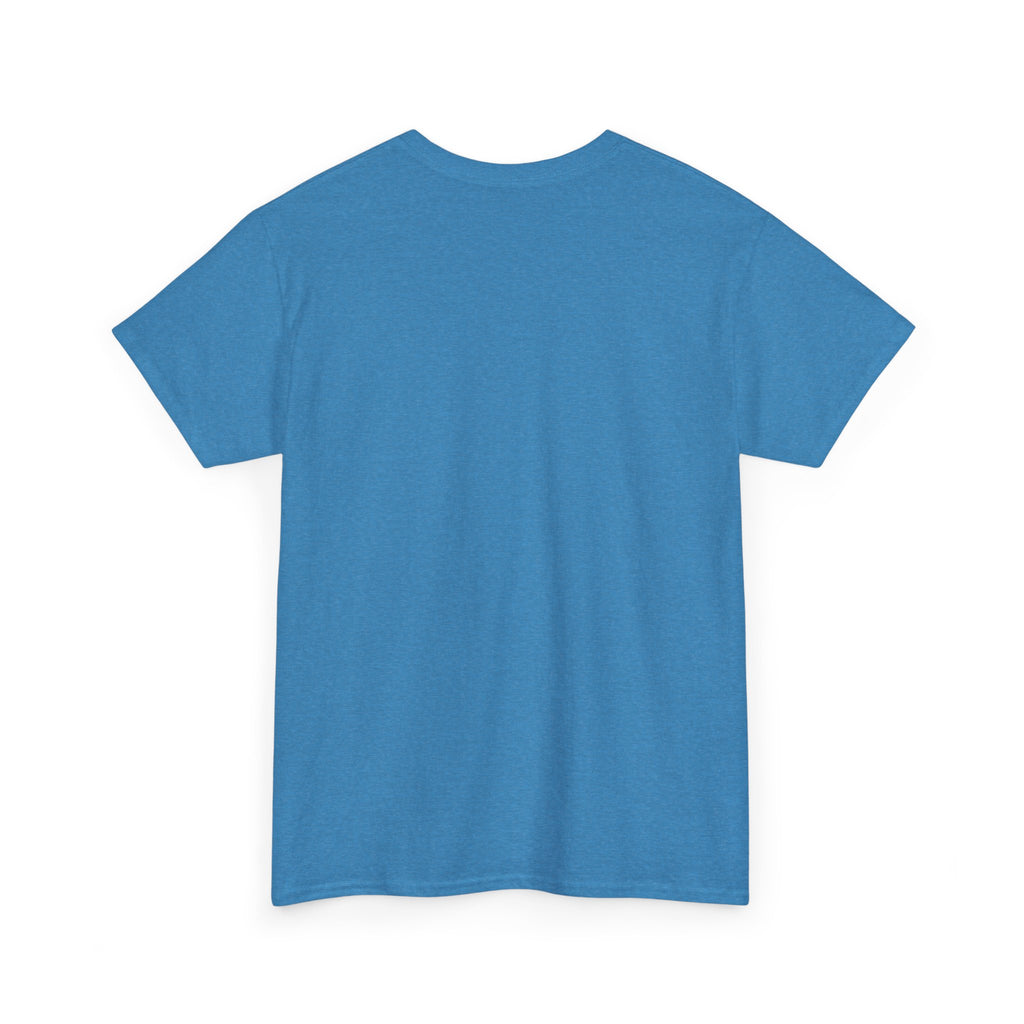 Blue heather T-shirt back, plain crew neck short sleeves